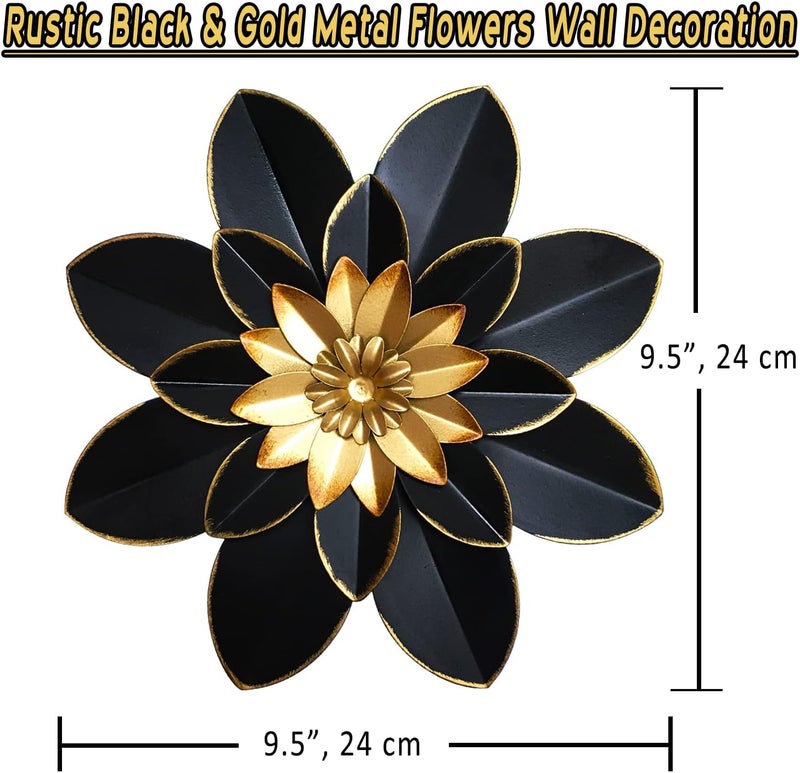 Picfarce Metal Flower Wall Art Decor, 9.5“ Rustic Modern Floral Sculpture, Distressed Iron Wall Hanging Home Decoration Accent Artworks for Indoor Kitchen Bedroom Living Room Office Outdoor Garden Patio - Image 4